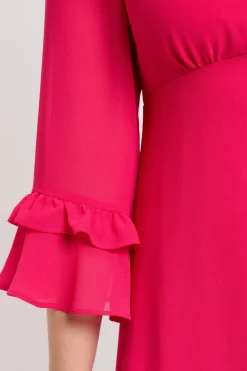 Robe Midi À Manches Évasées À Volants