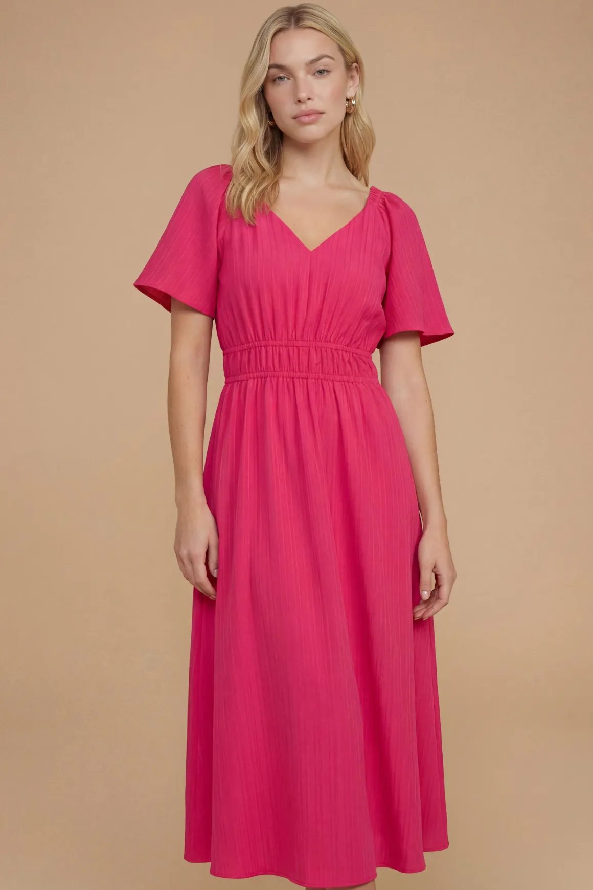Robe Midi À Manches Volantées