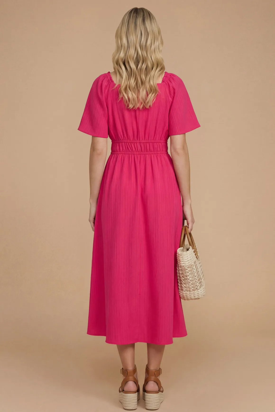 Robe Midi À Manches Volantées