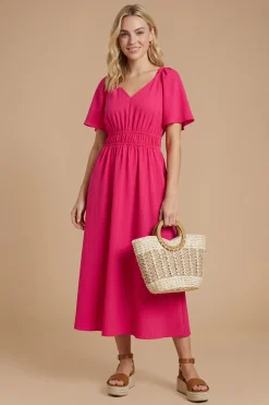 Robe Midi À Manches Volantées