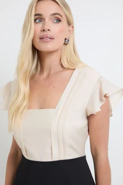 Robe Midi À Manches Volantées Contrastées Petite