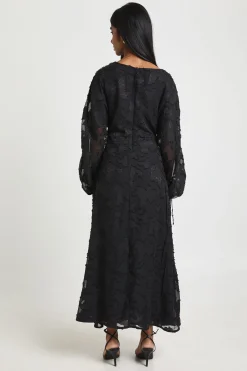 boohoo Robe Midi à Manches Volumineuses et Motif Floral Dévoré<Femme Robes Mi-Longues|Robes À Manches Longues