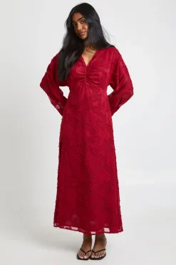 boohoo Robe Midi à Manches Volumineuses et Motif Floral Dévoré<Femme Robes Mi-Longues|Robes À Manches Longues