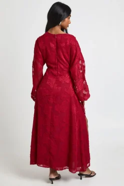 boohoo Robe Midi à Manches Volumineuses et Motif Floral Dévoré<Femme Robes Mi-Longues|Robes À Manches Longues