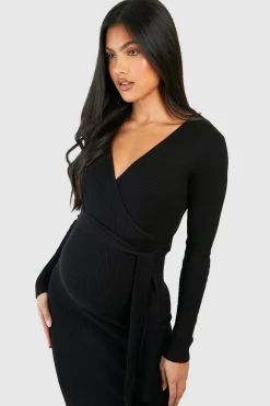 Robe Midi Maternité Tricotée Portefeuille