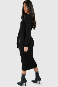 Robe Midi Maternité Tricotée Portefeuille