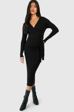 Robe Midi Maternité Tricotée Portefeuille