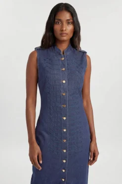 Robe Midi Militaire En Denim