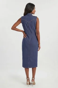 Robe Midi Militaire En Denim