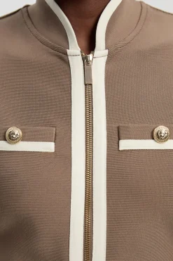 KarenMillen Robe Midi Militaire Moulante en Maille Bandage avec Détails de Passepoil<Femme Pulls Et Gilets|Toutes Les Mailles