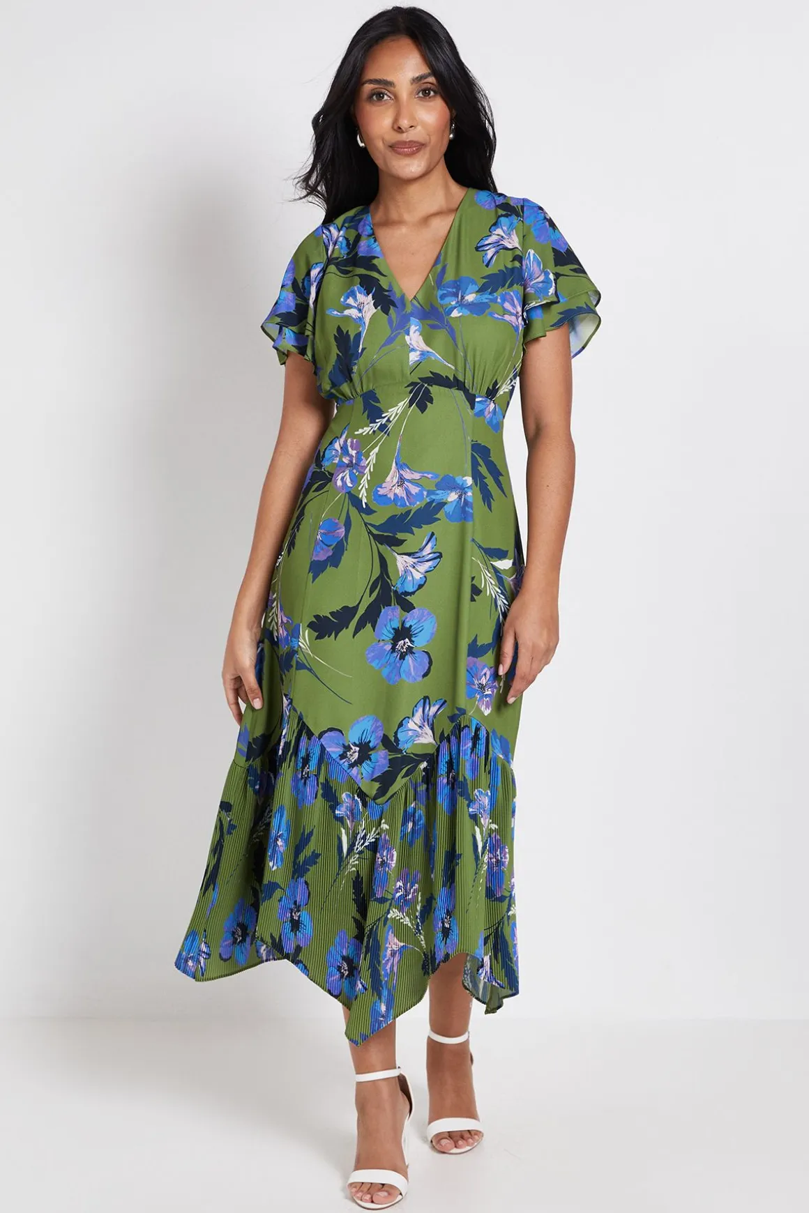 Robe Midi À Motif Floral Avec Boutons Et Ourlet Plissé Petite