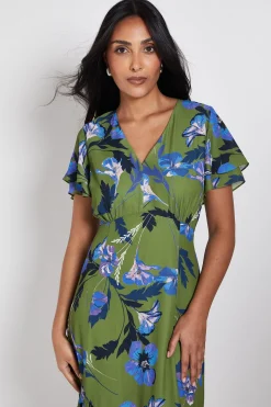 Robe Midi À Motif Floral Avec Boutons Et Ourlet Plissé Petite