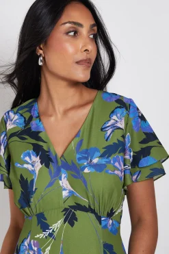 Robe Midi À Motif Floral Avec Boutons Et Ourlet Plissé Petite