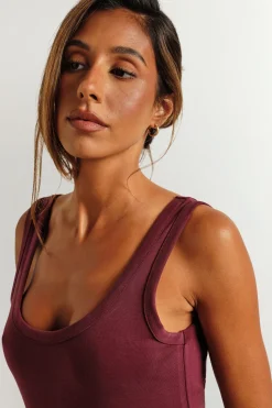 Robe Midi Moulante À Col Rond En Jersey Côtelé Super Doux Premium