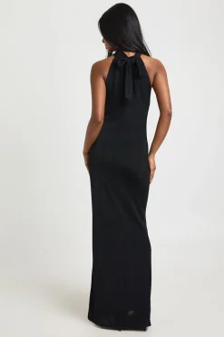 Robe Midi Moulante En Acétate À Col Licou