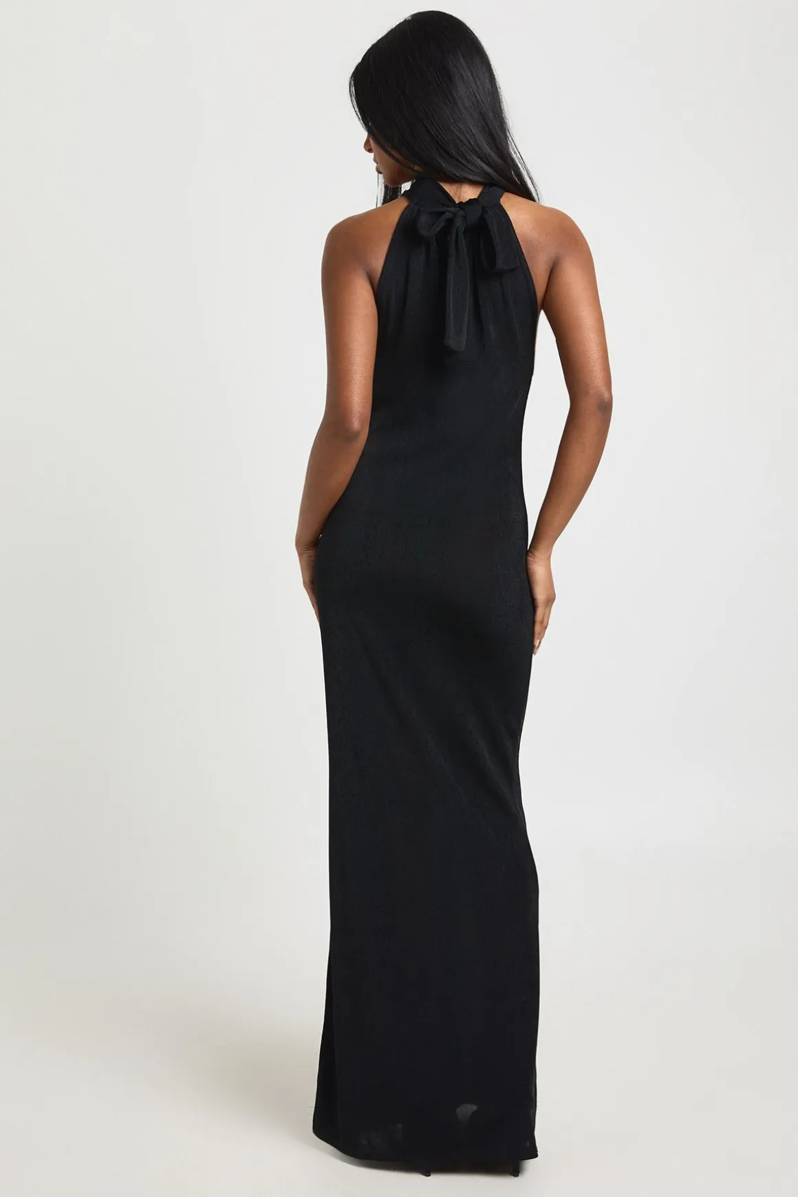 Robe Midi Moulante En Acétate À Col Licou