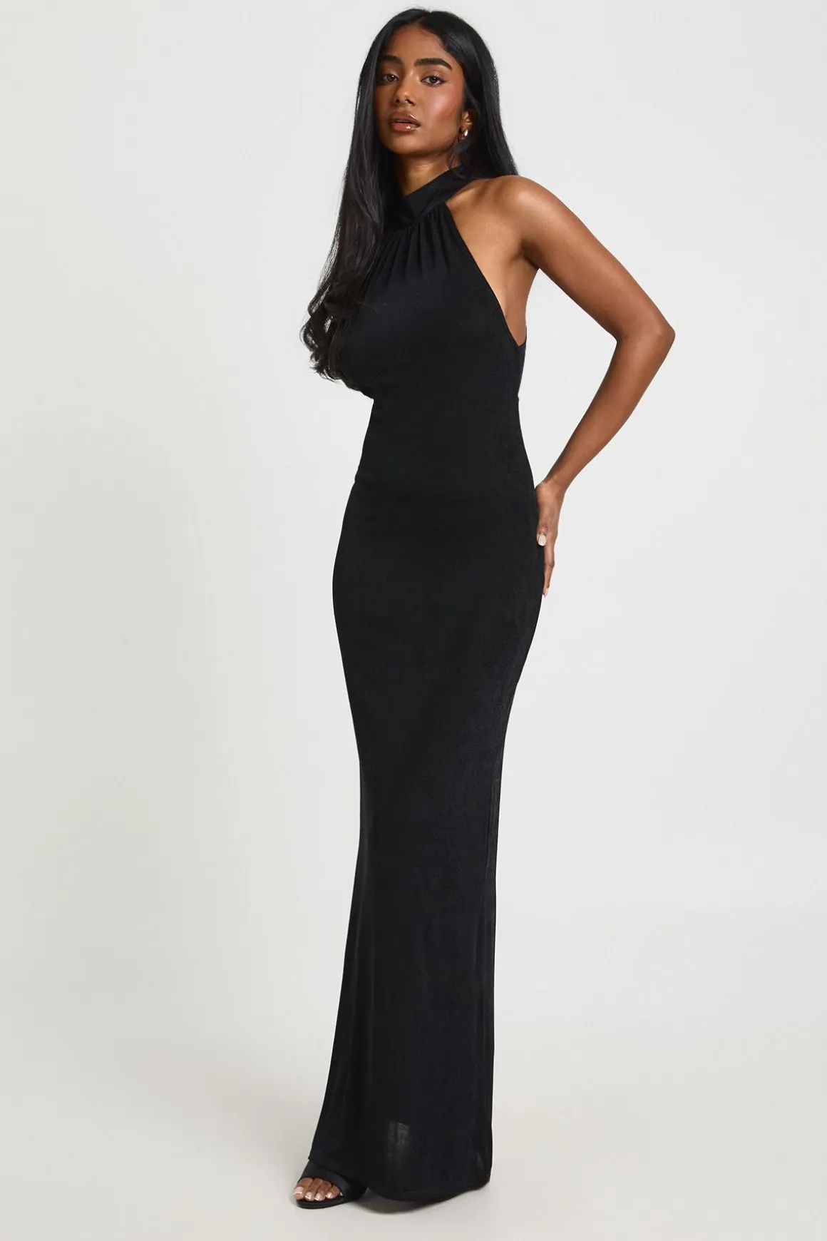 Robe Midi Moulante En Acétate À Col Licou