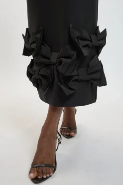 Robe Midi Moulante En Maille Avec Nœuds En Taffetas
