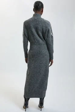 KarenMillen Robe Midi Moulante En Maille Ornée De Cristaux<Femme Toutes Les Robes|Robes Mi-Longues
