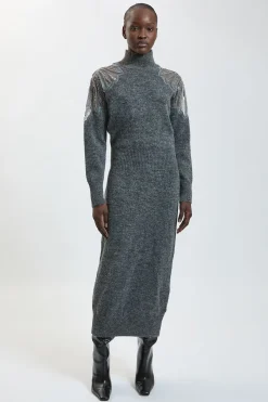 KarenMillen Robe Midi Moulante En Maille Ornée De Cristaux<Femme Toutes Les Robes|Robes Mi-Longues
