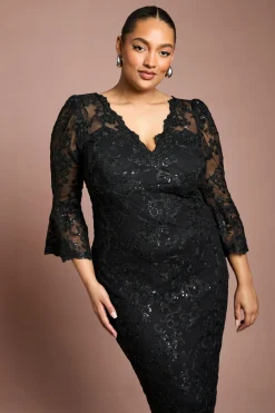 Robe Midi Moulante à Paillettes Grande Taille