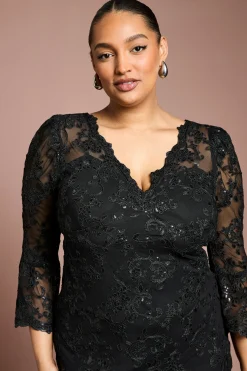 Robe Midi Moulante à Paillettes Grande Taille