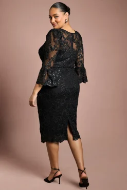 Robe Midi Moulante à Paillettes Grande Taille