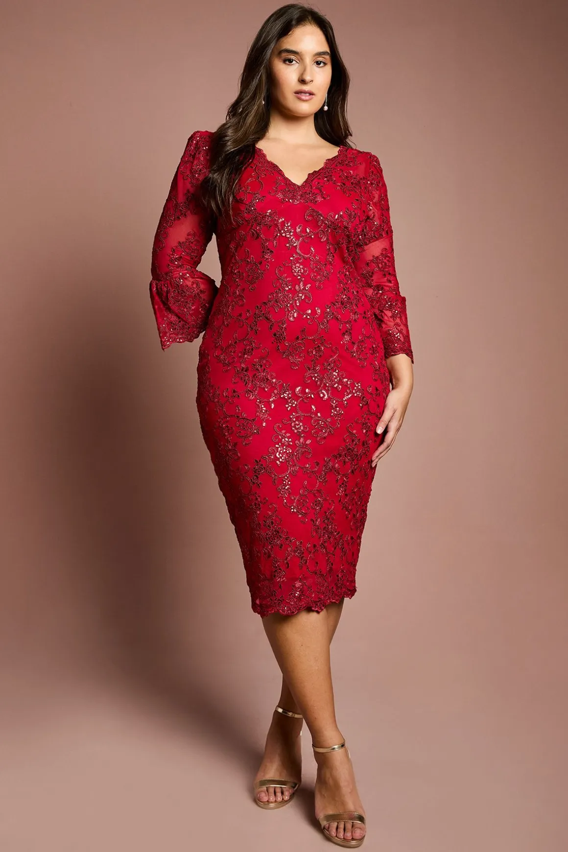 Robe Midi Moulante à Sequins Grande Taille
