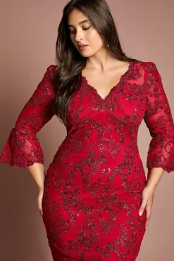 Robe Midi Moulante à Sequins Grande Taille