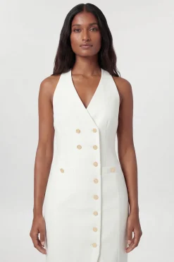KarenMillen Robe Midi Moulante Texturée À Col V Et Détails Boutons<Femme Robes|Robes Mi-Longues