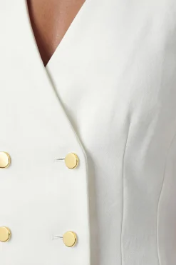 KarenMillen Robe Midi Moulante Texturée À Col V Et Détails Boutons<Femme Robes|Robes Mi-Longues