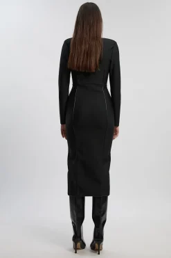 KarenMillen Robe Midi Moulante Tricotée avec Détails en SYNTHÉTIQUE et Fermeture Éclair Intégrale<Femme Toutes Les Robes|Robes Mi-Longues