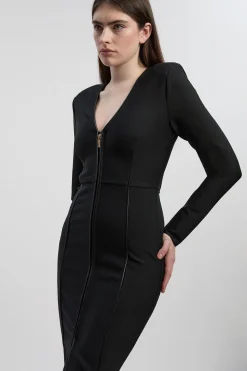 KarenMillen Robe Midi Moulante Tricotée avec Détails en SYNTHÉTIQUE et Fermeture Éclair Intégrale<Femme Toutes Les Robes|Robes Mi-Longues