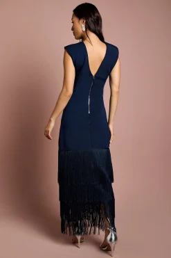 Coast Robe Midi Moulante Tricot à Ourlet Frangé<Femme Toutes Les Robes|Robes Mi-Longues