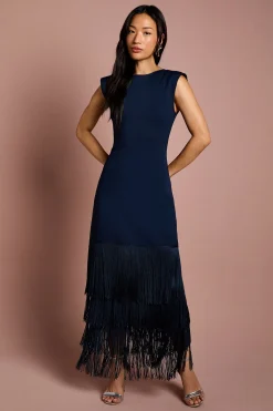 Coast Robe Midi Moulante Tricot à Ourlet Frangé<Femme Toutes Les Robes|Robes Mi-Longues