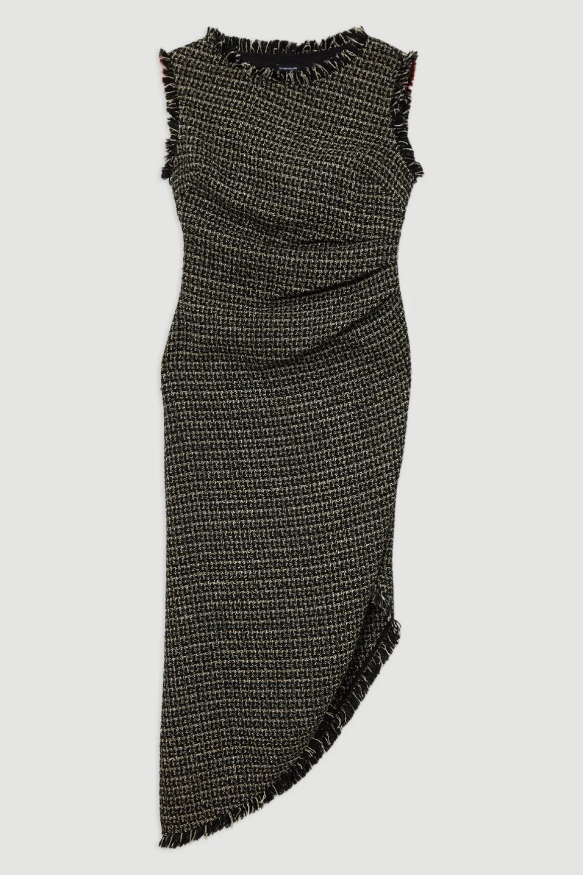 Robe midi métallisée en bouclé, ajustée et froncée