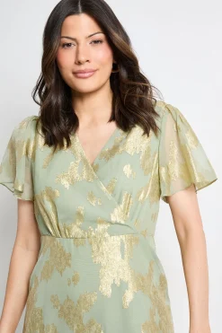 Wallis Robe Midi Métallisée À Ourlet À Volants<Femme Robes|Robes Mi-Longues