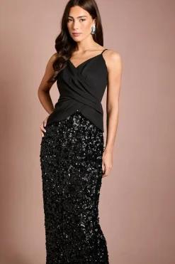 Robe Midi Muse À Bretelles Avec Haut Cache-cœur Et Jupe À Sequins