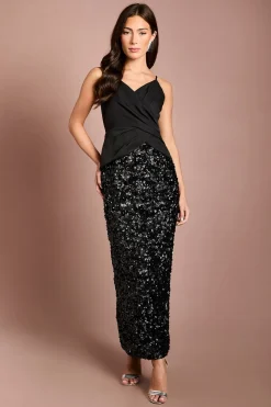 Robe Midi Muse À Bretelles Avec Haut Cache-cœur Et Jupe À Sequins