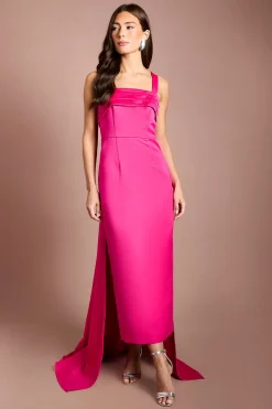 Robe Midi Muse À Bretelles En Satin Avec Détail Drapé