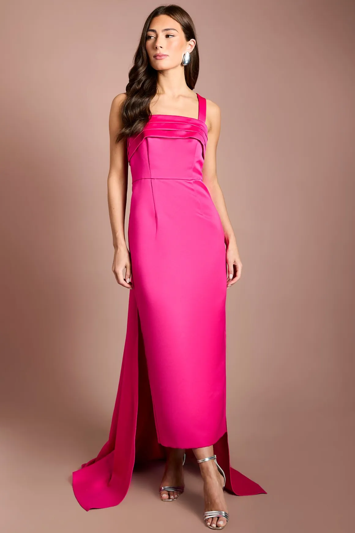 Robe Midi Muse À Bretelles En Satin Avec Détail Drapé