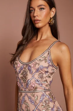 Robe Midi Muse À Encolure Dégagée Ornée De Perles