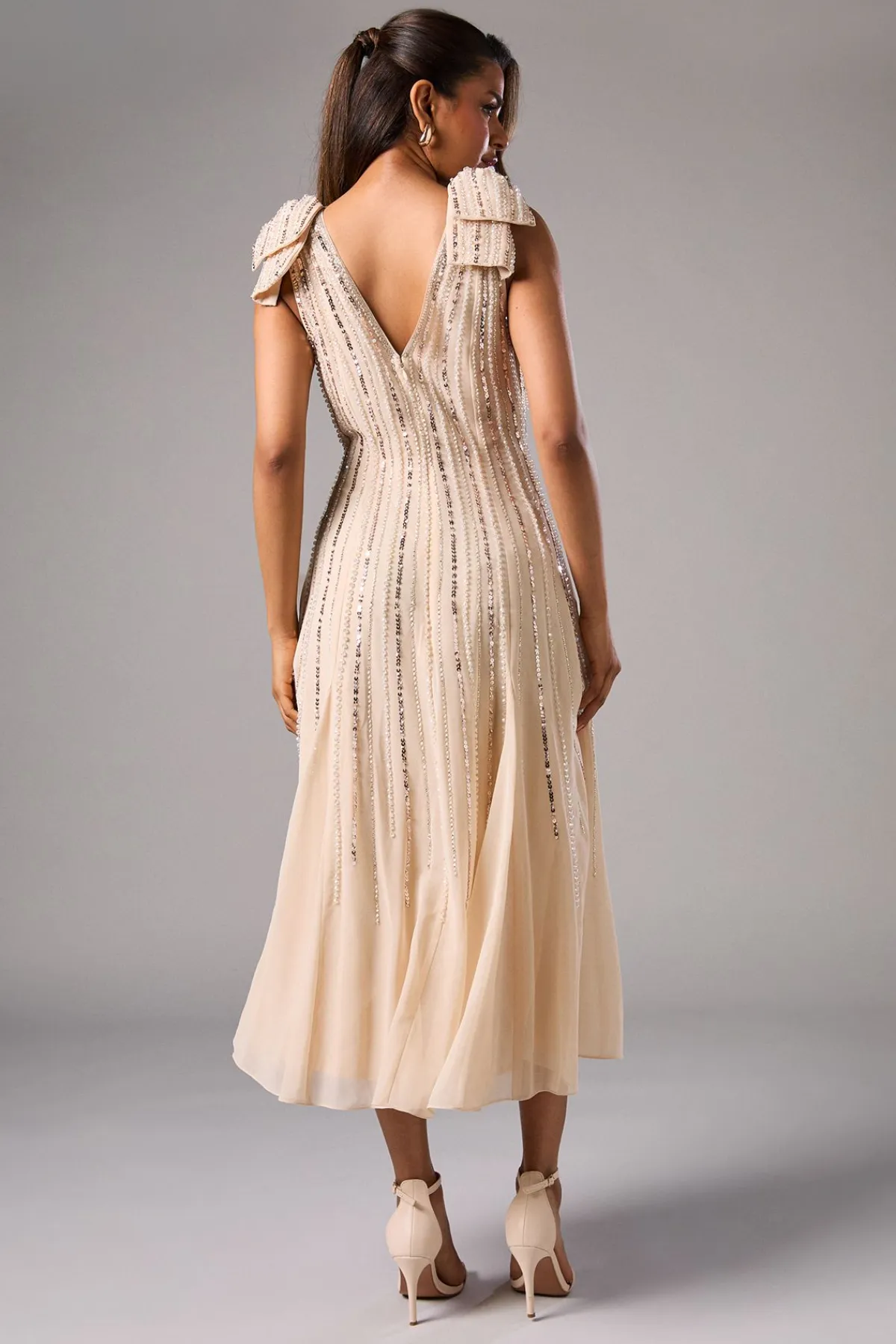 Coast Robe Midi Ornée avec Nœuds aux Épaules Petite Taille<Femme Toutes Les Robes|Robes Mi-Longues