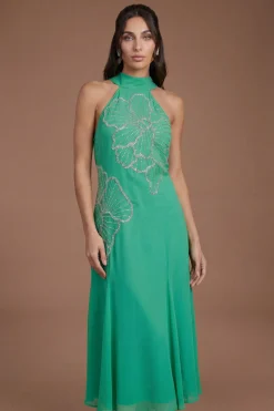 Robe Midi Ornée Avec Plis Godets
