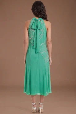 Robe Midi Ornée Avec Plis Godets