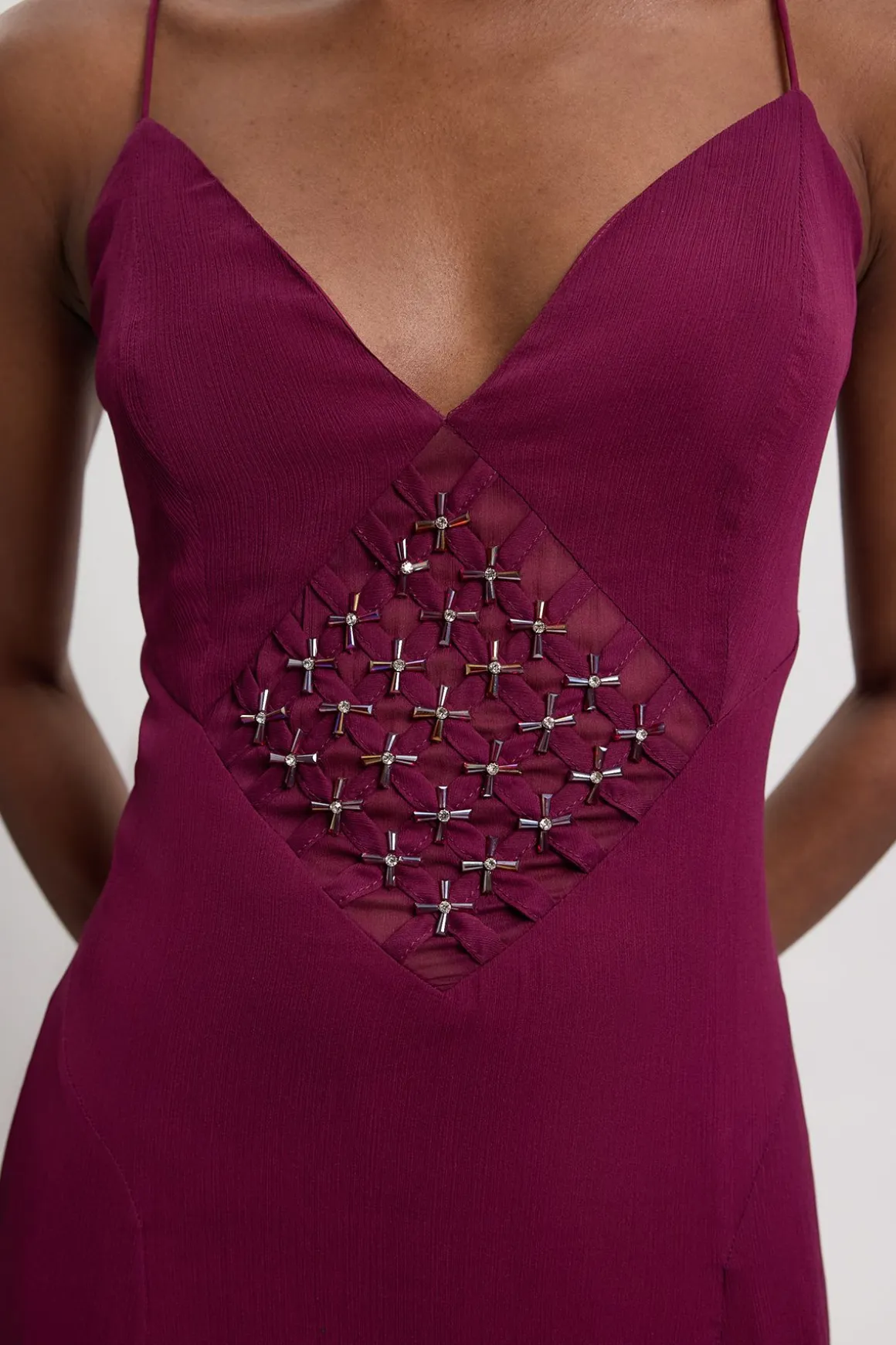Robe Midi Ornée De Cristaux