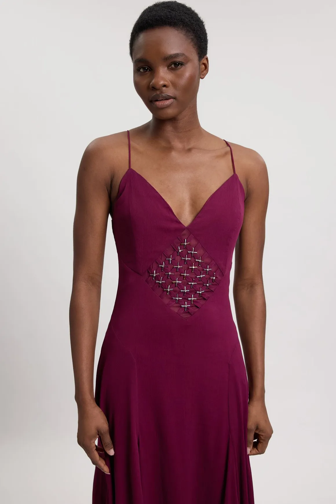 Robe Midi Ornée De Cristaux
