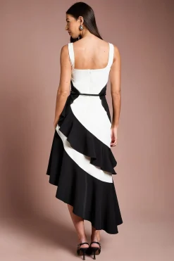 Coast Robe Midi à Ourlet Asymétrique et Blocs de Couleurs<Femme Toutes Les Robes|Robes Mi-Longues