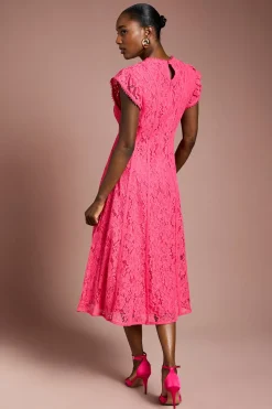 Robe Midi à Panneaux de Dentelle