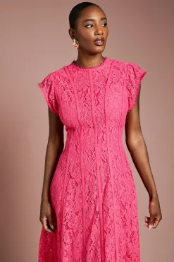 Robe Midi à Panneaux de Dentelle